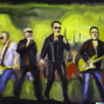 List of U2 Singles That Were #1 in Ireland DALL·E 2022-08-24 13.26.32 – Oil painting of U2 performing in Ireland